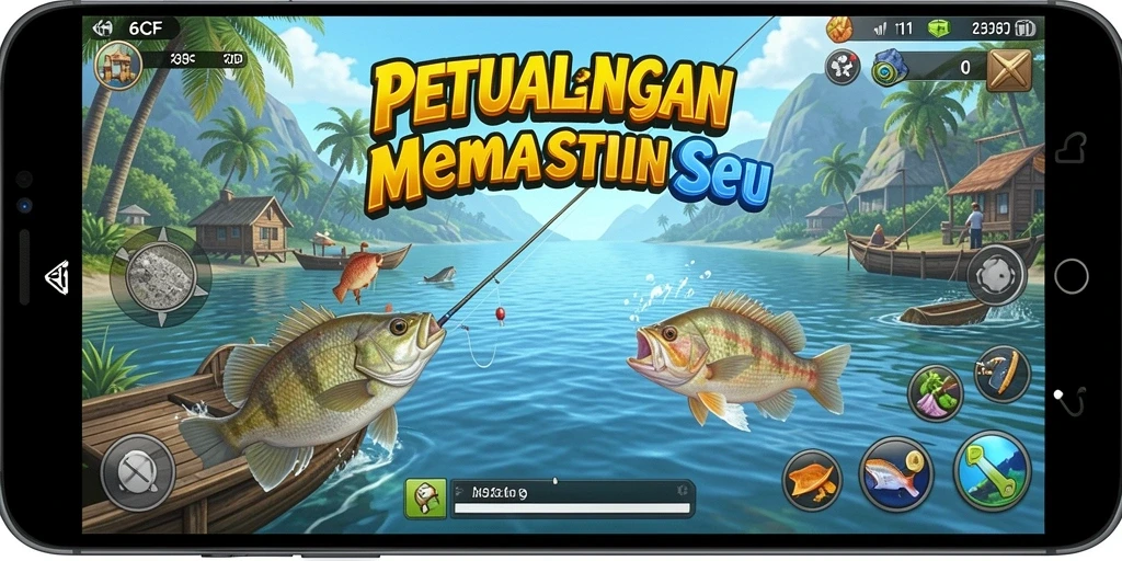 Tampilan gameplay 6CF dengan pengalaman memancing yang mendebarkan.