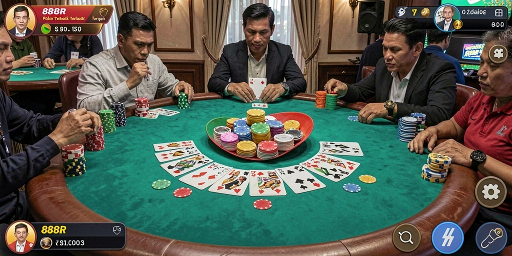 Tampilan permainan Poker yang mendebarkan di 888R.