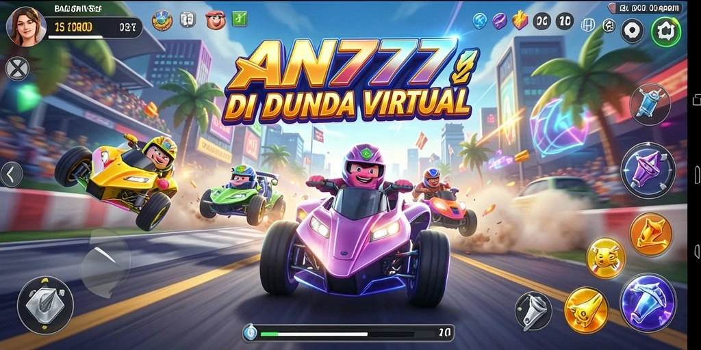 Gameplay balapan AN777 yang mendebarkan dan seru.