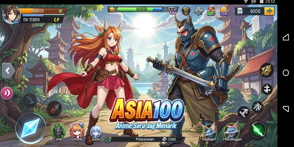 Tangkapan layar gameplay ASIA100 dengan grafis anime yang menakjubkan.