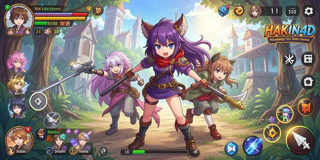 Screenshot HAKIN4D menampilkan karakter anime yang beraksi dalam pertempuran.