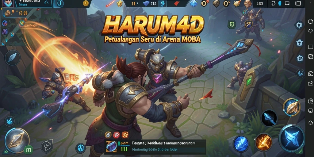 Tampilan gameplay menegangkan di arena pertempuran HARUM4D.