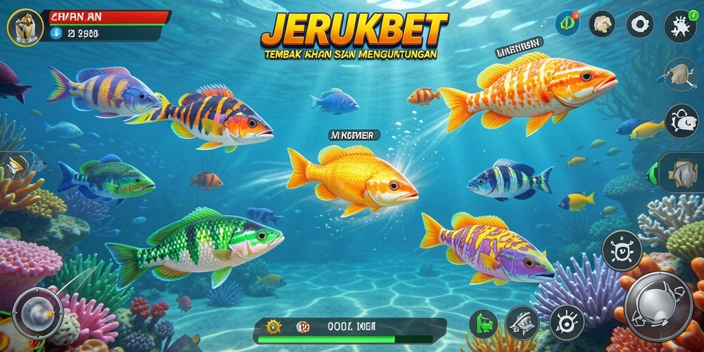 Tampilan penuh aksi dalam permainan Tembak Ikan JERUKBET.