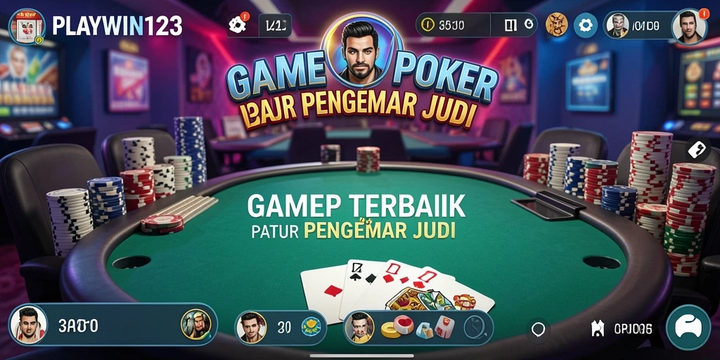 Screenshot utama PLAYWIN123 yang menampilkan gameplay Poker yang mendebarkan.