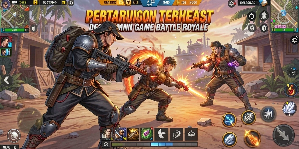 Tangkapan layar RP888 menunjukkan aksi luar biasa dalam pertarungan Battle Royale.