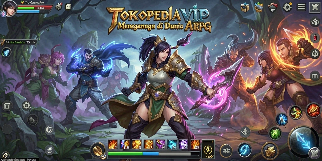 Tangkapan layar menunjukkan aksi seru gameplay ARPG di TOKOPEDIAVIP.