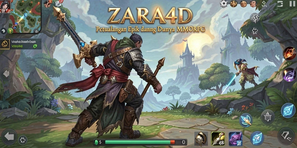 Tangkapan layar menggambarkan aksi seru dalam gameplay MMORPG ZARA4D.